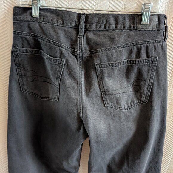 American Eagle Low Rise Skater Jeans Black Wide Leg Denim Size 8 Regular Grunge - Picture 10 of 12